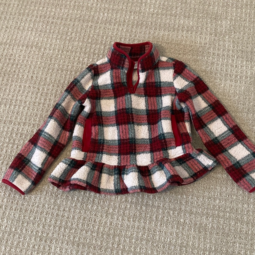 Gymboree Red and Green Plaid Peplum Sweater sz 8